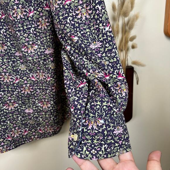 Women's Talbots Size 20W Purple Ditzy Floral Long Sleeve Button Down - Picture 4 of 8